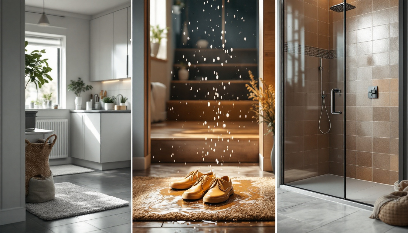 Kitchen spill, wet entry and shower exposure compared in New Zealand interiors