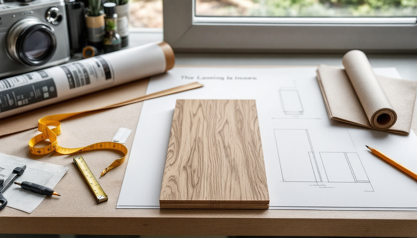 Laminate board, underlay and transition profiles arranged for installation planning