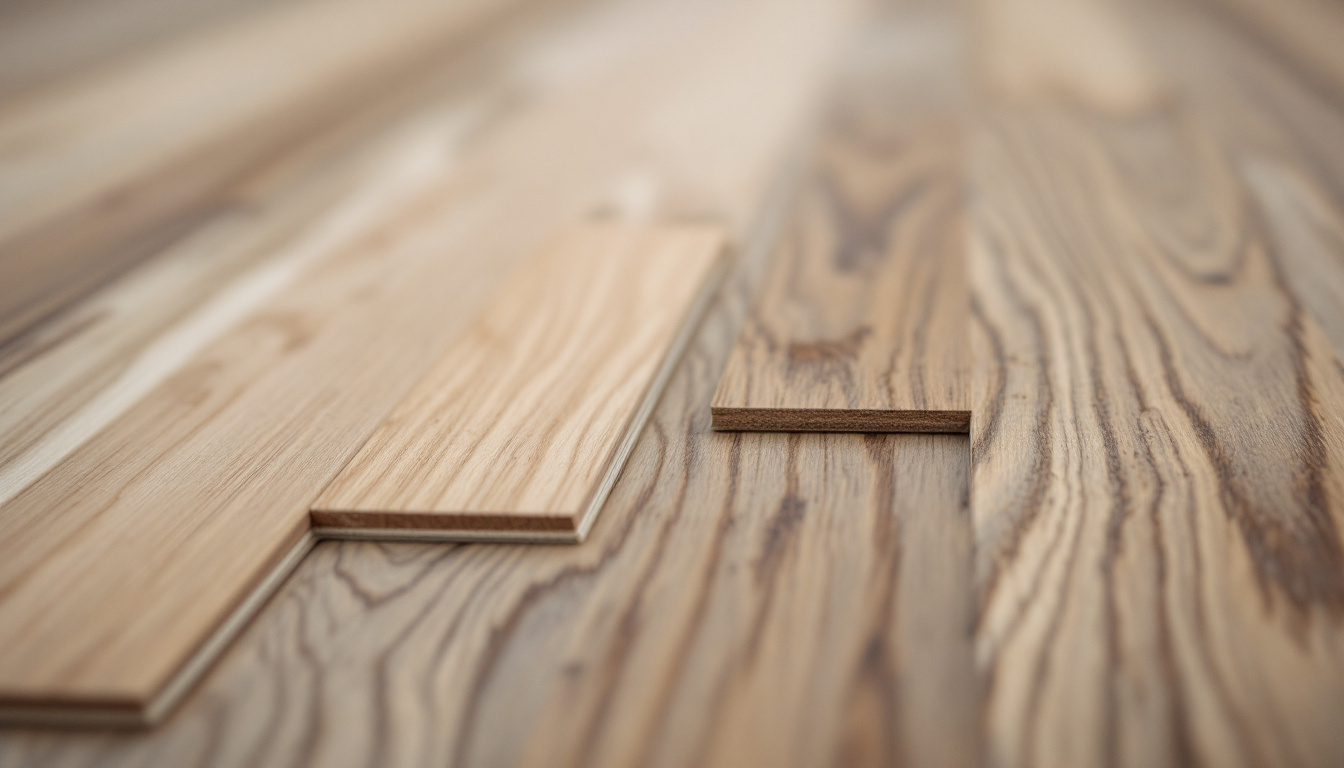 Unbranded laminate and vinyl plank edges shown side by side
