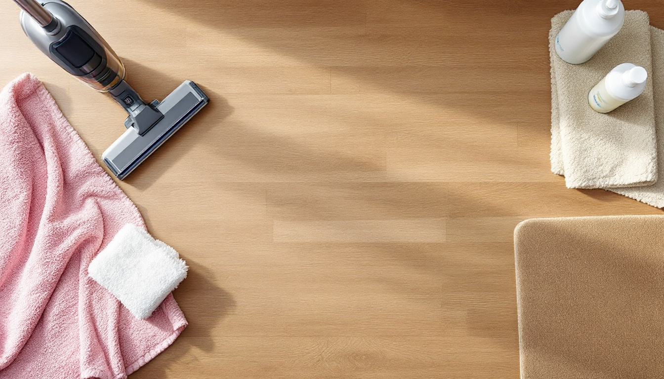 Hard-floor vacuum, microfibre mop and entrance mat for laminate care