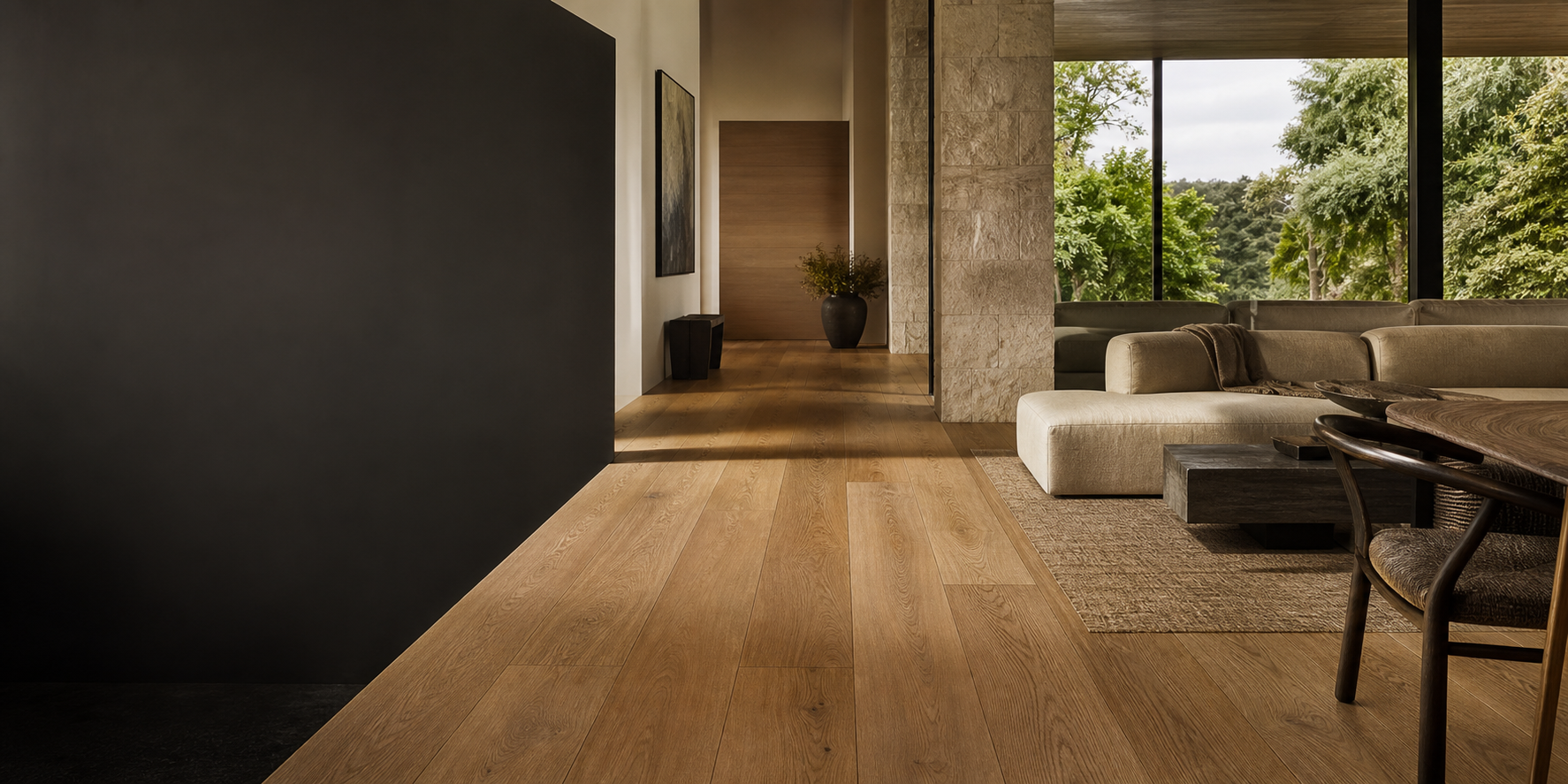 Luxury oak flooring in a contemporary New Zealand interior