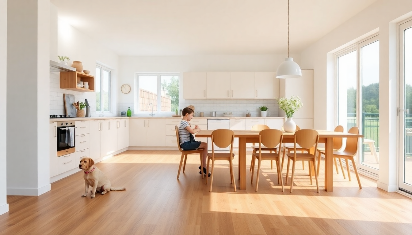 Laminate flooring installation with proper underlay and board alignment