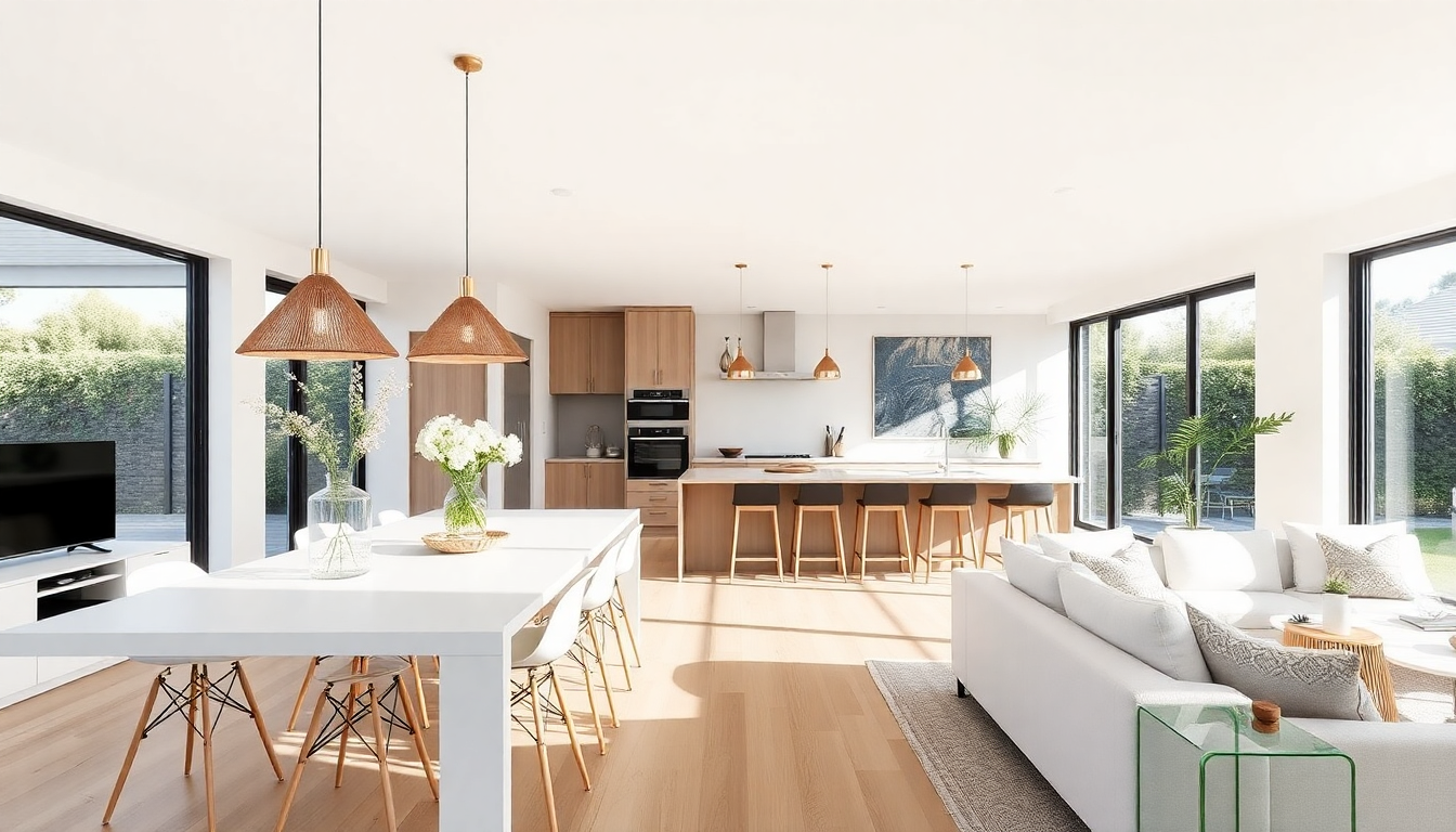 Modern NZ living room with laminate flooring installed — warm timber-look finish